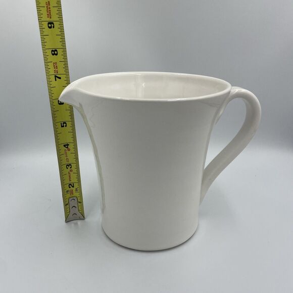 Crate and Barrel large white Milk Jug Picture Made in italy Ceramic Serve - Picture 1 of 6